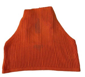 Lulus Crochet Knit Halter Crop Top Women XL Orange Adj Straps Boho Festival NEW‎